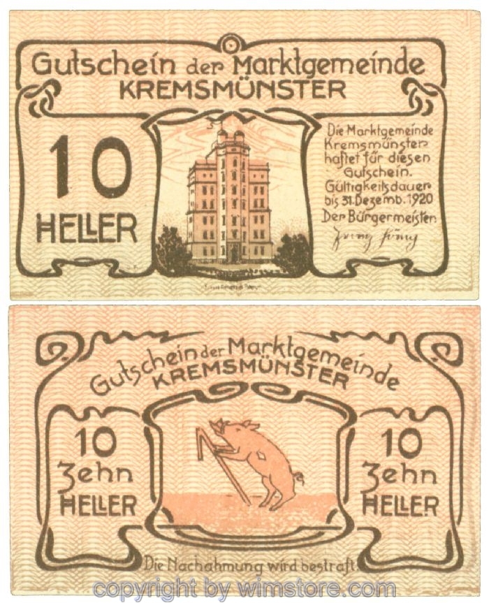 sn107853 Kremsmünster (Marktgemeinde), J00476Ia, 10 Heller; 1