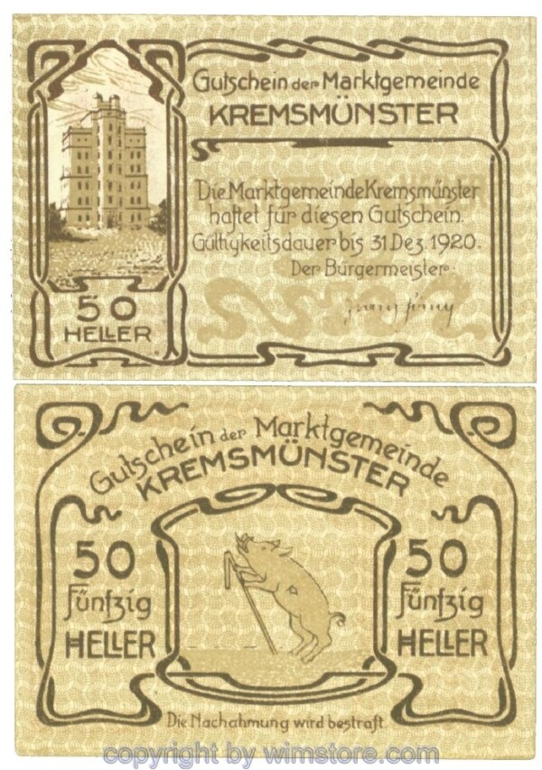 Kremsmünster (Marktgemeinde), J00476Ia, 50 Heller; 1