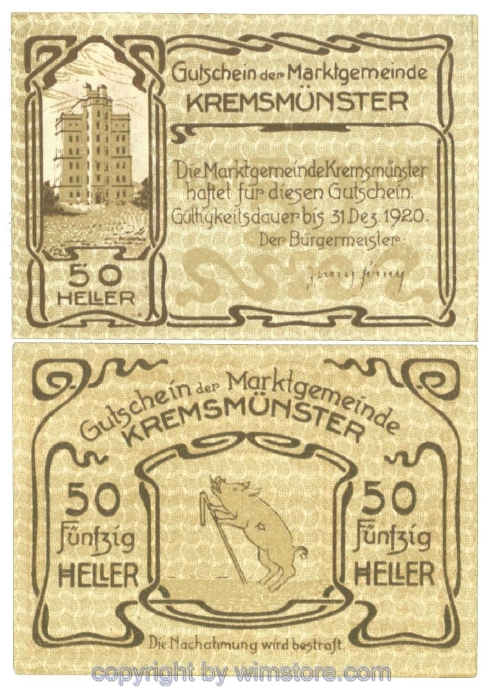 sn107854 Kremsmünster (Marktgemeinde), J00476Ia, 50 Heller; 1