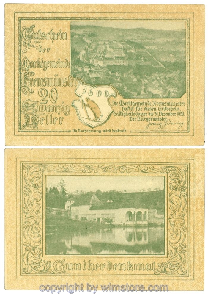 sn107859a Kremsmünster (Marktgemeinde), J00476II, 20 Heller; 1