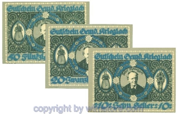 Krieglach, J00480a, Serie 10, 20, 50 Heller; 1