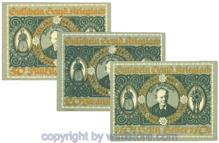 Krieglach, J00480b, Serie 10, 20, 50 Heller; 1