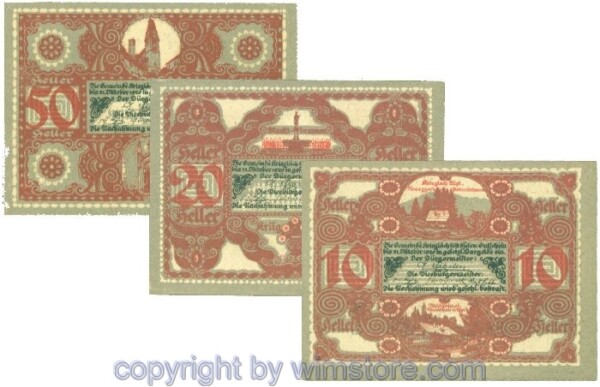 Krieglach, J00480f, Serie 10, 20, 50 Heller; 1