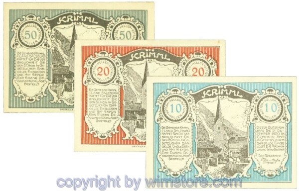 Krimml, J00483a, Serie 10, 20, 50 Heller; 1