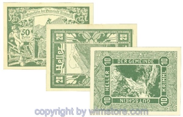 sn107892a Krimml, J00483c, Serie 10, 20, 50 Heller; 1