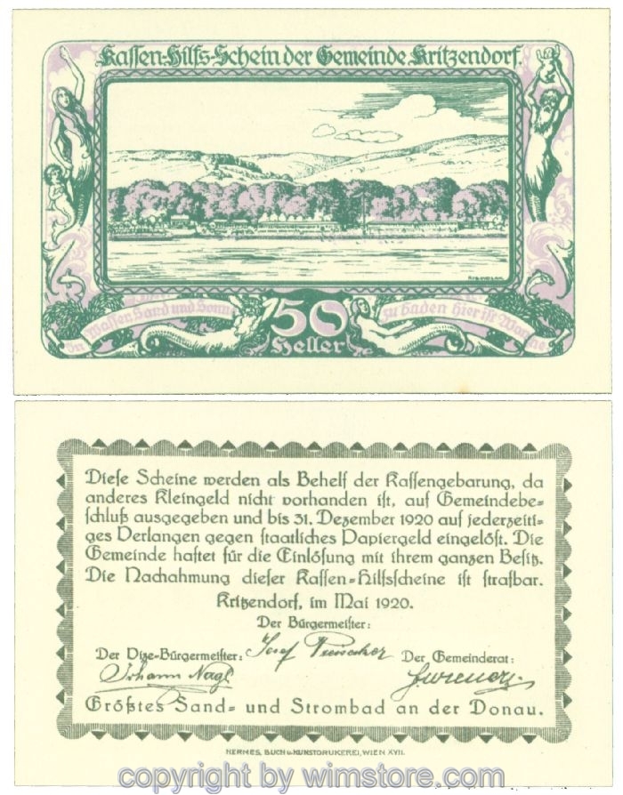 Kritzendorf, J00484a, 50 Heller; I