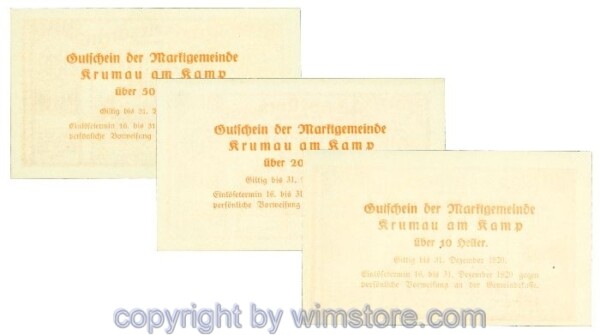 Krumau, J00487c, Serie 10, 20, 50 Heller; I