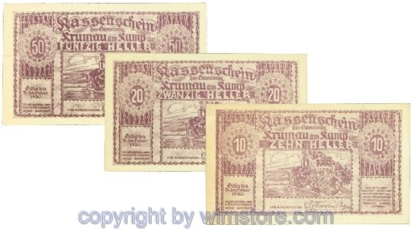 Krumau, J00487d, Serie 10, 20, 50 Heller; I