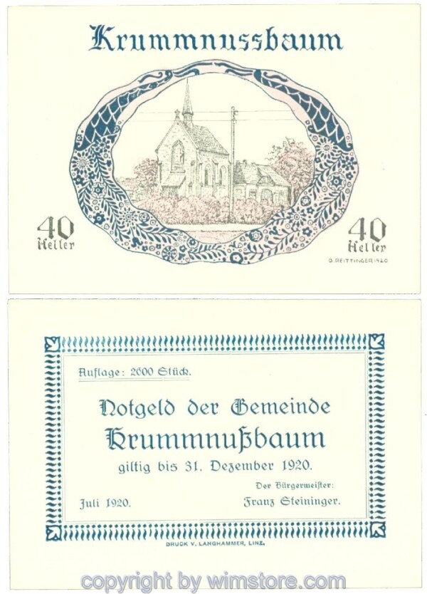 Krummnussbaum, J00488S, 40 Heller; 1