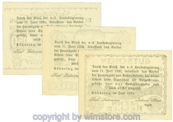 Kühnring, J00489e, Serie 10, 20, 50 Heller; 1