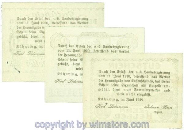 Kühnring, J00489f, Serie 10, 20, 50 Heller; 1