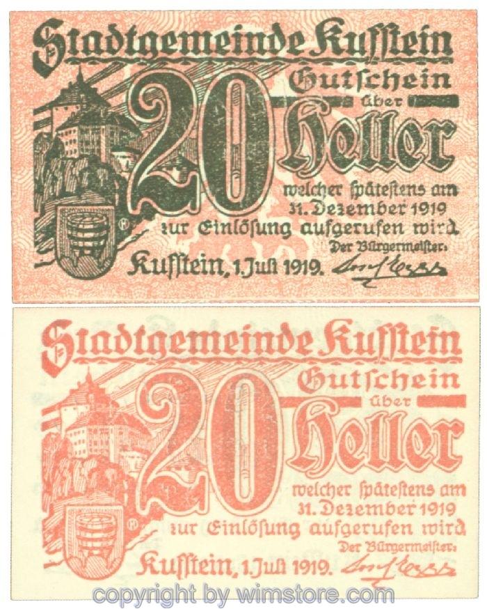 sn107960 Kufstein, J00491Si3, 20 Heller; 1
