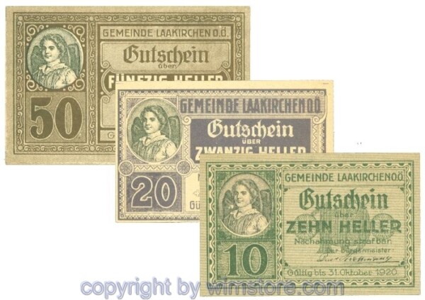 Laakirchen, J00494b, Serie 10, 20, 50 Heller; 1