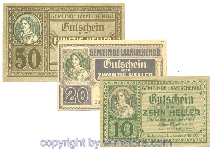 Laakirchen, J00494b, Serie 10, 20, 50 Heller; 1