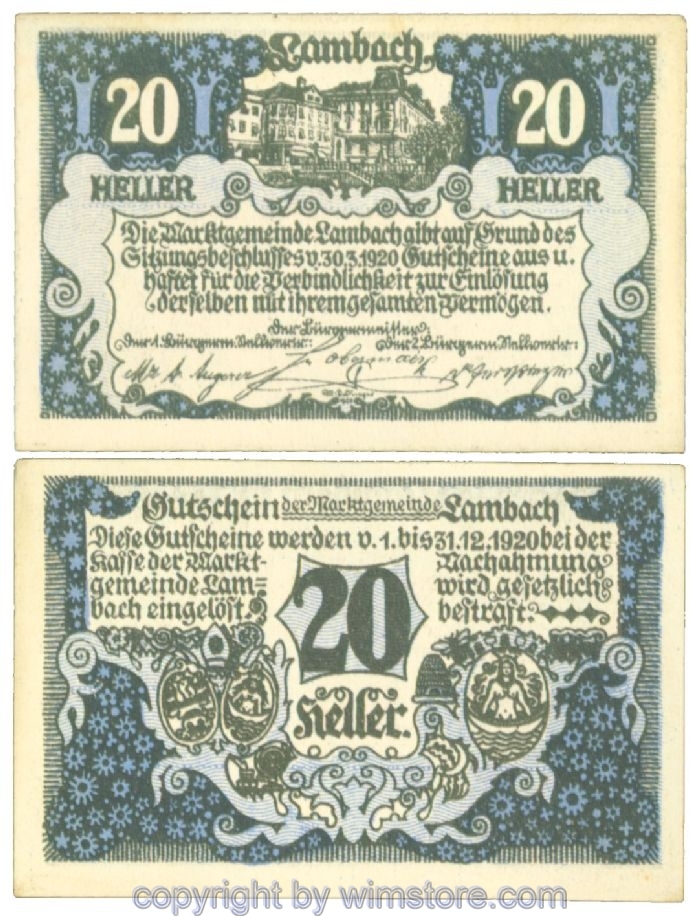 sn107978 Lambach, J00496a, 20 Heller; 1