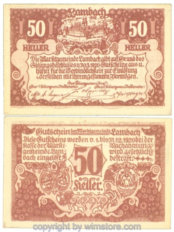 sn107979 Lambach, J00496a, 50 Heller; 1-