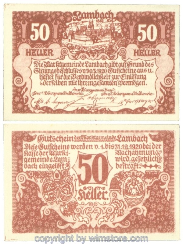 sn107980 Lambach, J00496aF, 50 Heller; 1