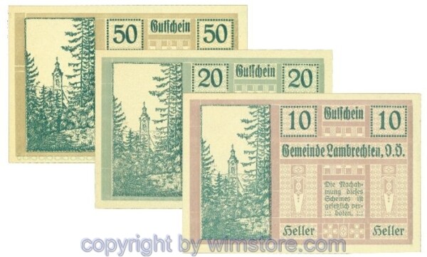 Lambrechten, J00497b, Serie 10, 20, 50 Heller; 1