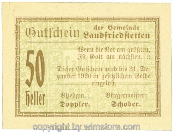 Landfriedstetten, J00499Ib, 50 Heller; 1