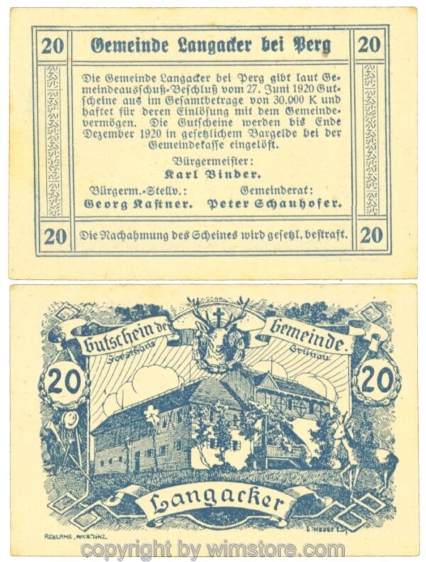 Langacker, J00500a, 20 Heller; 1