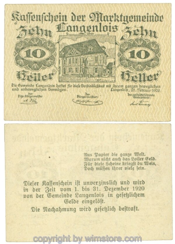 Langenlois, J00501a1, 10 Heller; 1