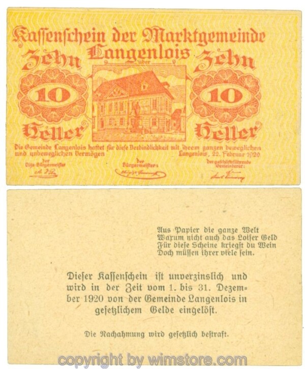 Langenlois, J00501b9, 10 Heller; 1