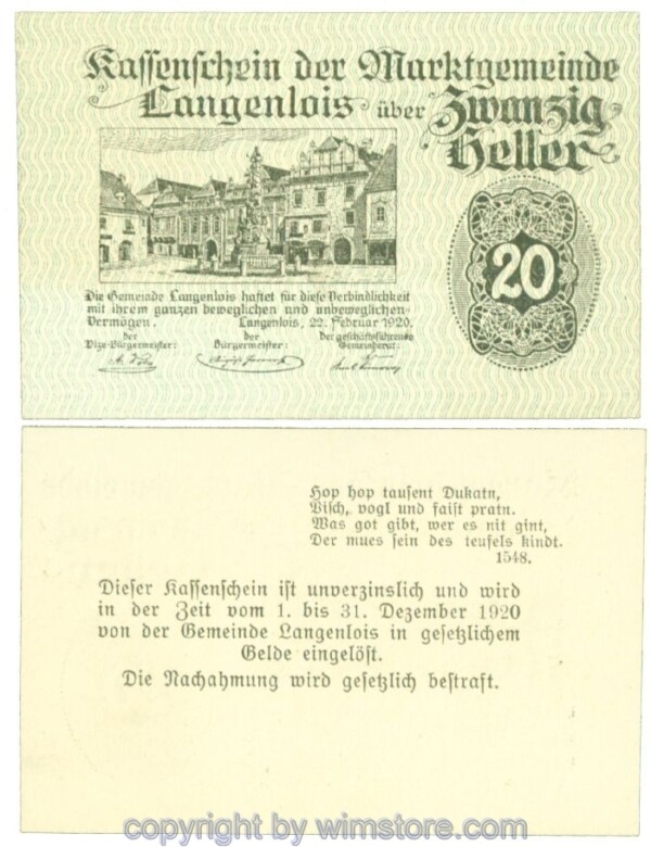 Langenlois, J00501e27, 20 Heller; 1