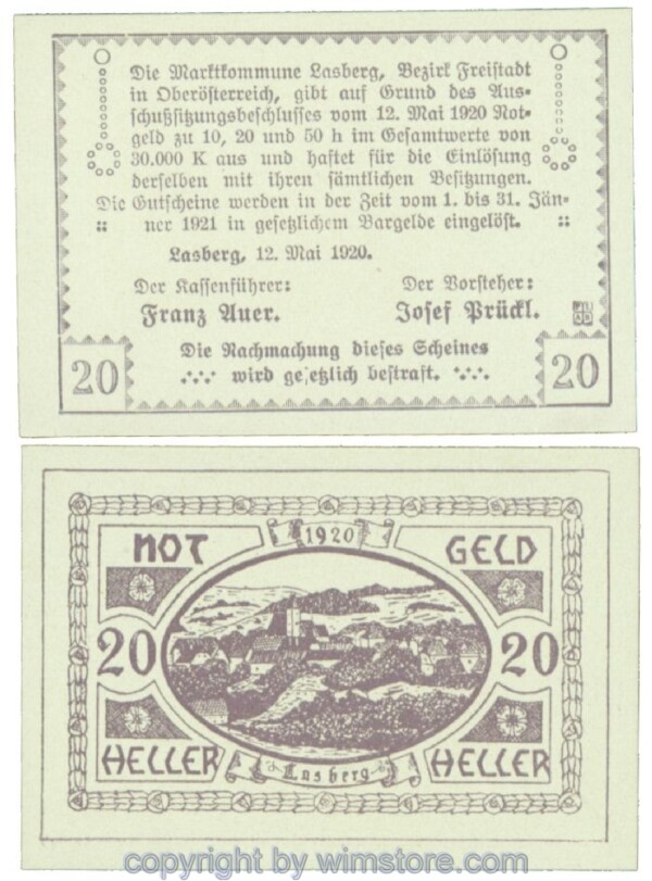 Lasberg, J00505a1, 20 Heller; 1