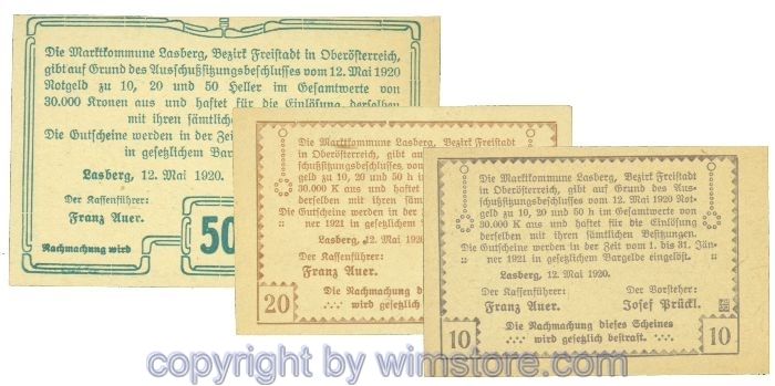 sn108081 Lasberg, J00505b, Serie 10, 20, 50 Heller; 1-