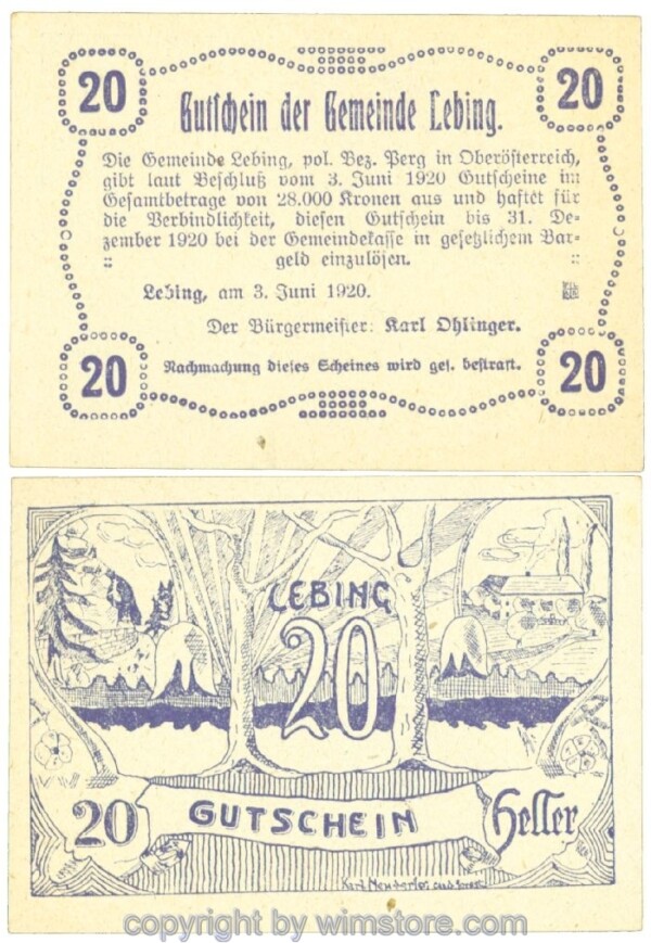 Lebing, J00508a, 20 Heller; 1