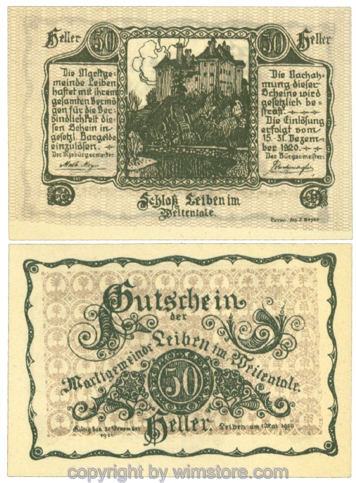 Leiben, J00509, 50 Heller; 1