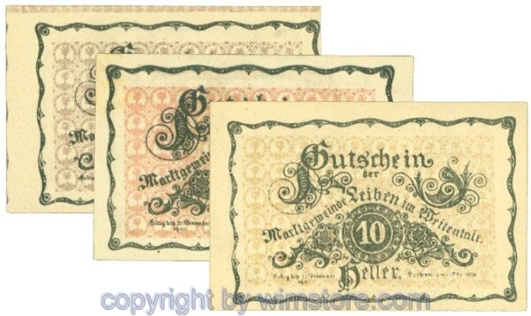 Leiben, J00509, Serei 10, 20, 50 Heller; 1