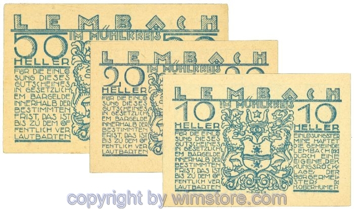 sn108147 Lembach, J00510a, Serie 10, 20, 50 Heller; 1
