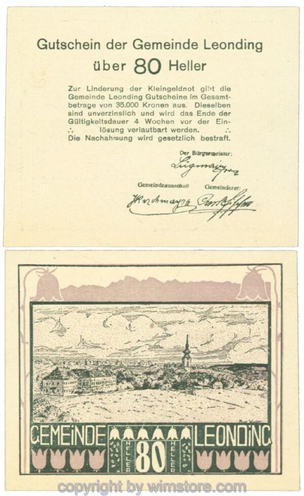 sn108170 Leonding, J00513Ia, 80 Heller; 1
