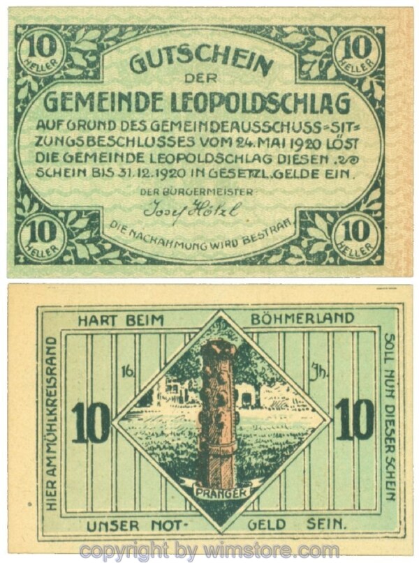 sn108185 Leopoldschlag, J00516, 10 Heller; 1