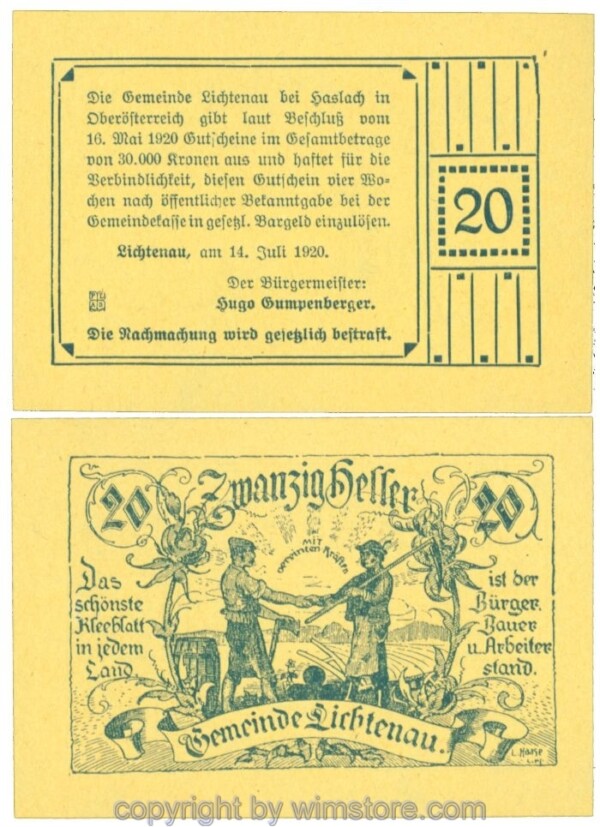 sn108189 Lichtenau, J00517a, 20 Heller; 1