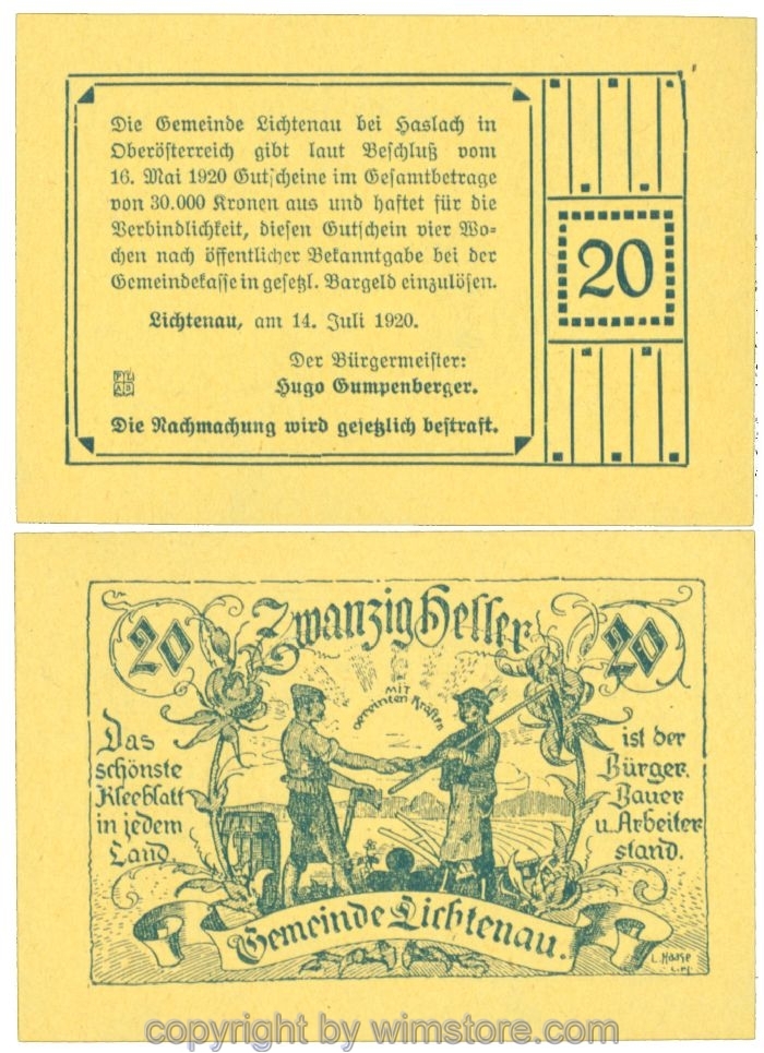 sn108189 Lichtenau, J00517a, 20 Heller; 1