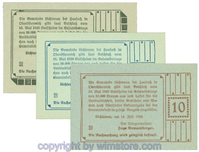 sn108193 Lichtenau, J00517b, Serie 10, 20, 50 Heller; 1