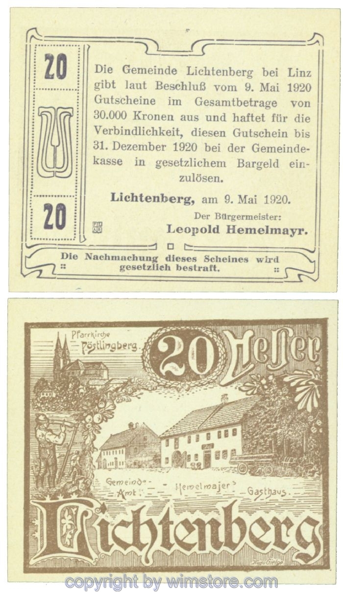 sn108198 Lichtenberg, J00518b, 20 Heller; 1