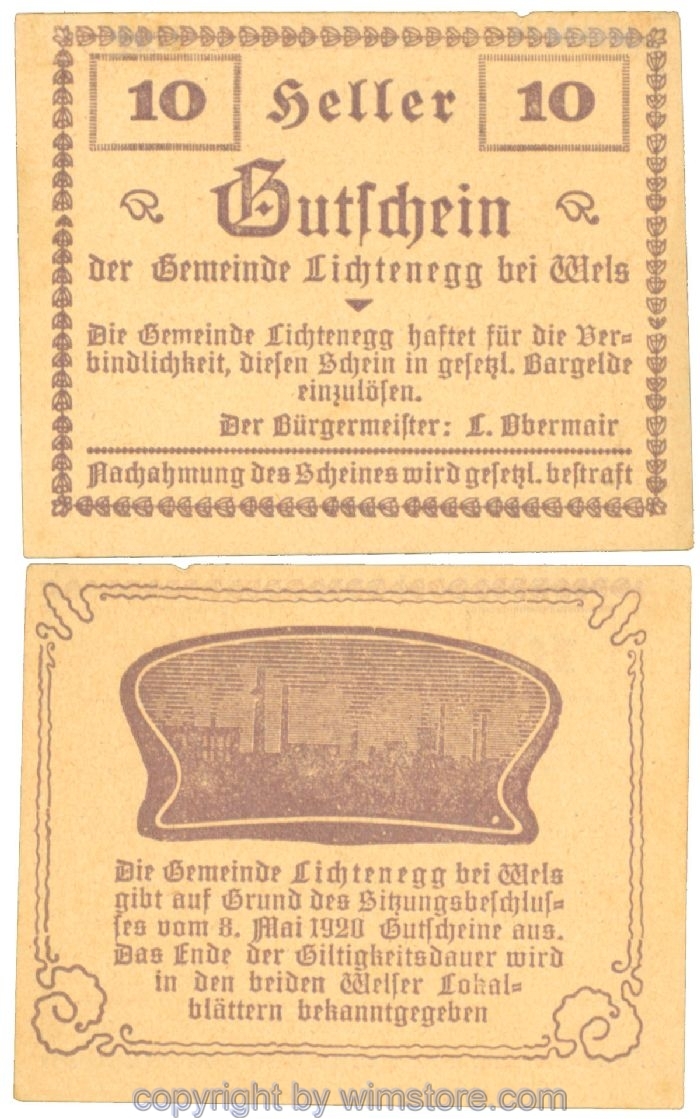 sn108204 Lichtenegg, J00520a, 10 Heller; 1-