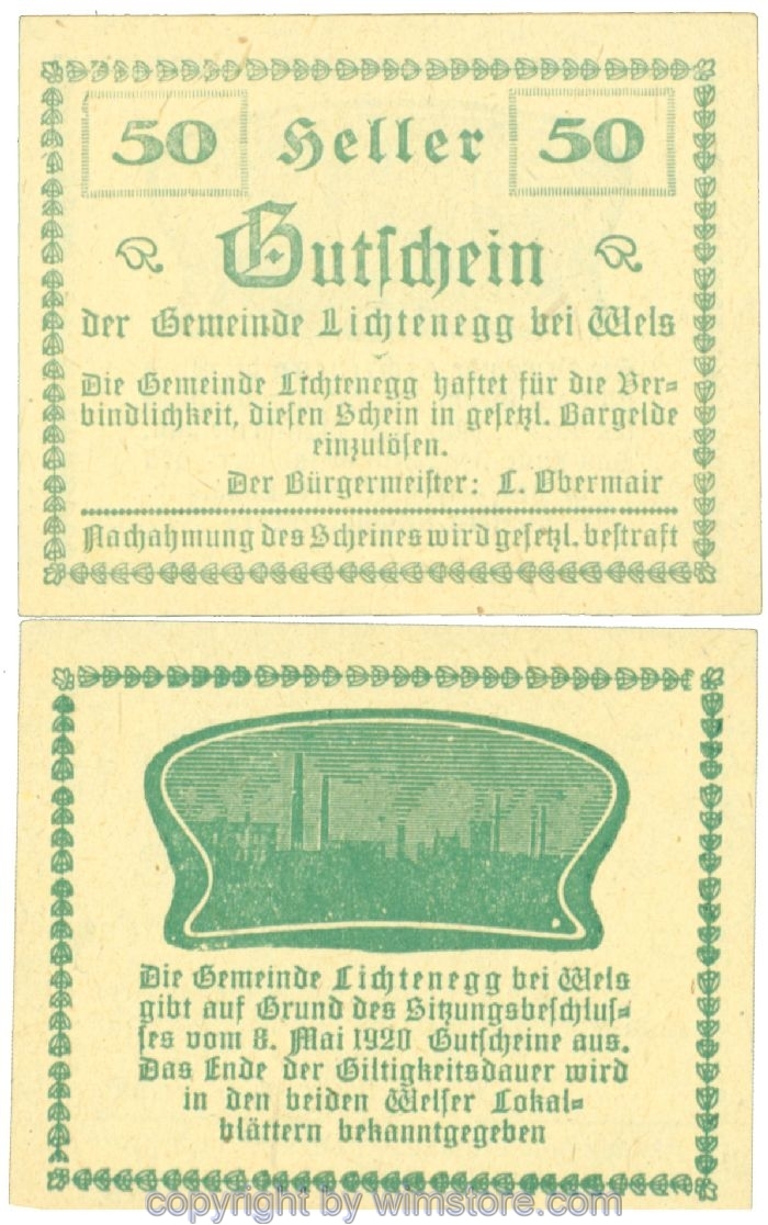 sn108207 Lichtenegg, J00520b, 50 Heller; 1