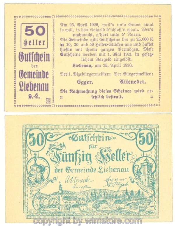 Liebenau, J00521a, 50 Heller; 1