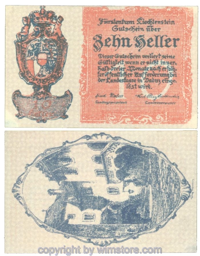 sn108217 Liechtenstein, Landeskasse Vaduz, J00522, 10 Heller; 1