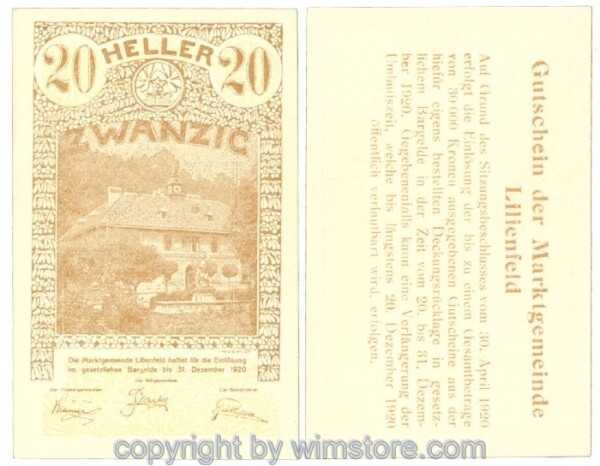 Lilienfeld, J00523IF47, 20 Heller; 1