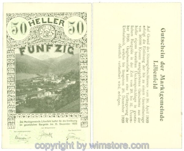 Lilienfeld, J00523IG57, 50 Heller; 1