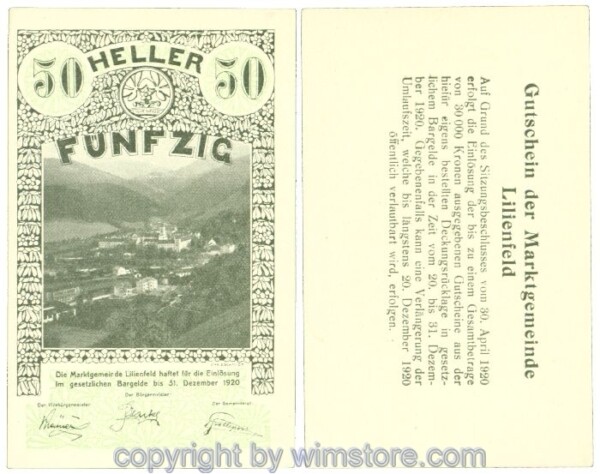 Lilienfeld, J00523IJ84, 50 Heller; 1