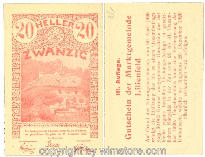 Lilienfeld, J00523IIIC26, 20 Heller; 1