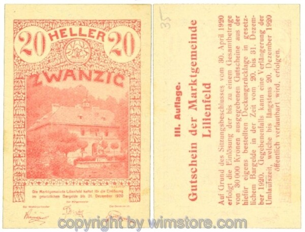 Lilienfeld, J00523IIID35, 20 Heller; 1