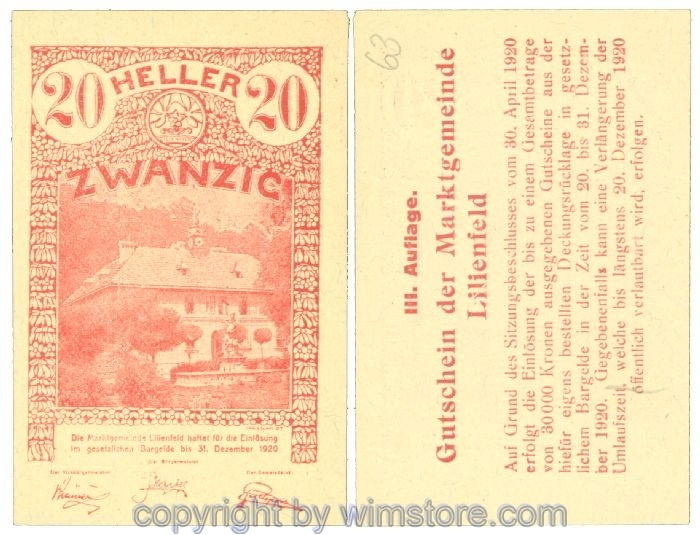 Lilienfeld, J00523IIIG62, 20 Heller; 1