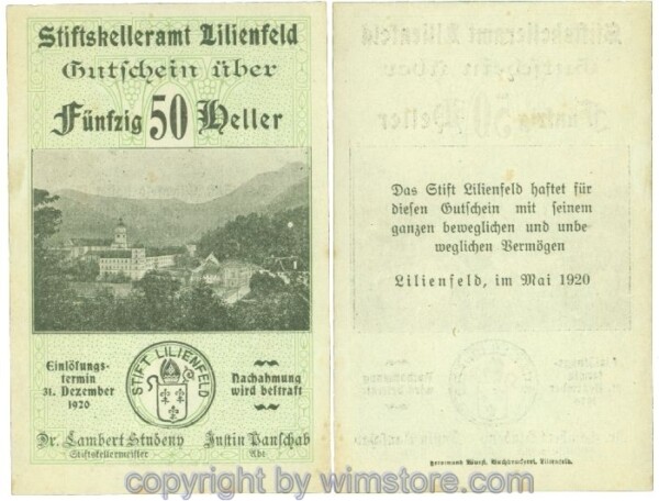 Lilienfeld, Prv. Stiftskelleramt, J00526If, 50 Heller; -2